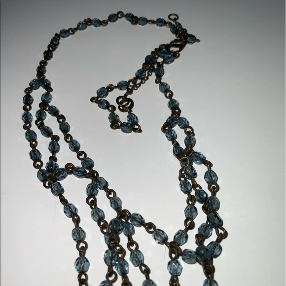 Vintage Blue Art Deco Style Faceted Beaded Necklace - Picture 9 of 9
